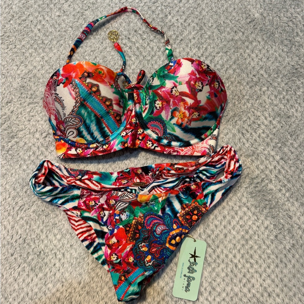 Luli Fama Multicolor Top & Bikini Bottom